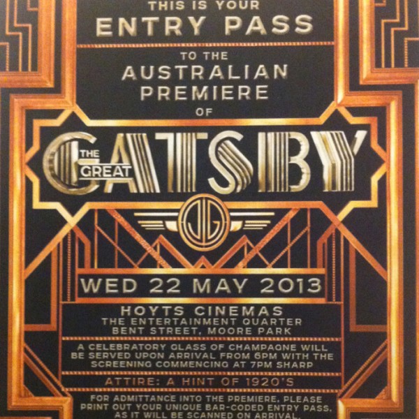 The Great Gatsby premiere invite.