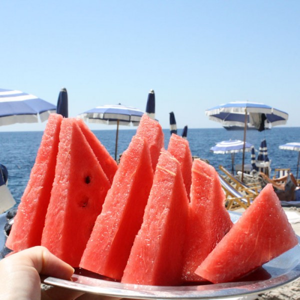 Fresh watermelon at La Fontelina, Capri.