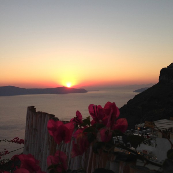 Sunset in Santorini town.