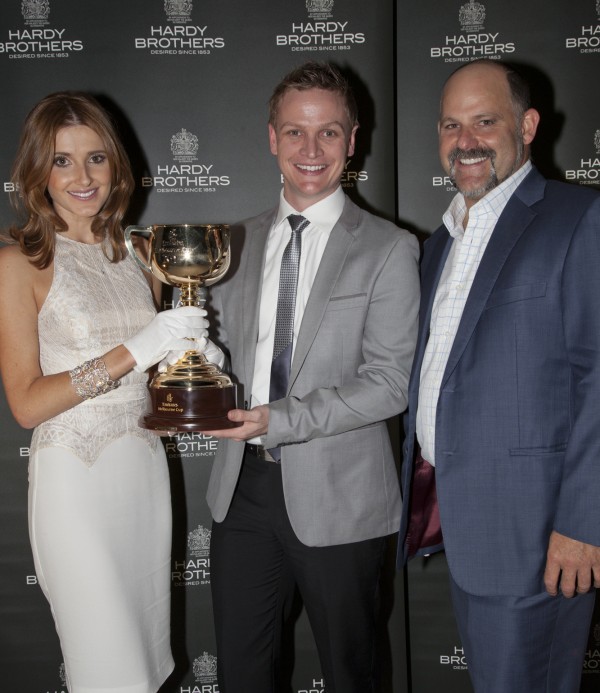 Holding the Melbourne Cup with Luke Kennedy & Stuart Bishop.