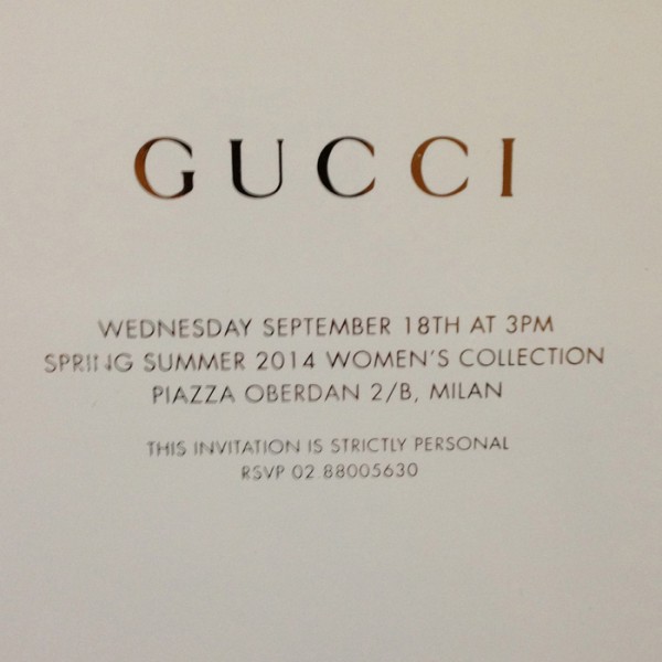 Gucci SS14 invitation. 