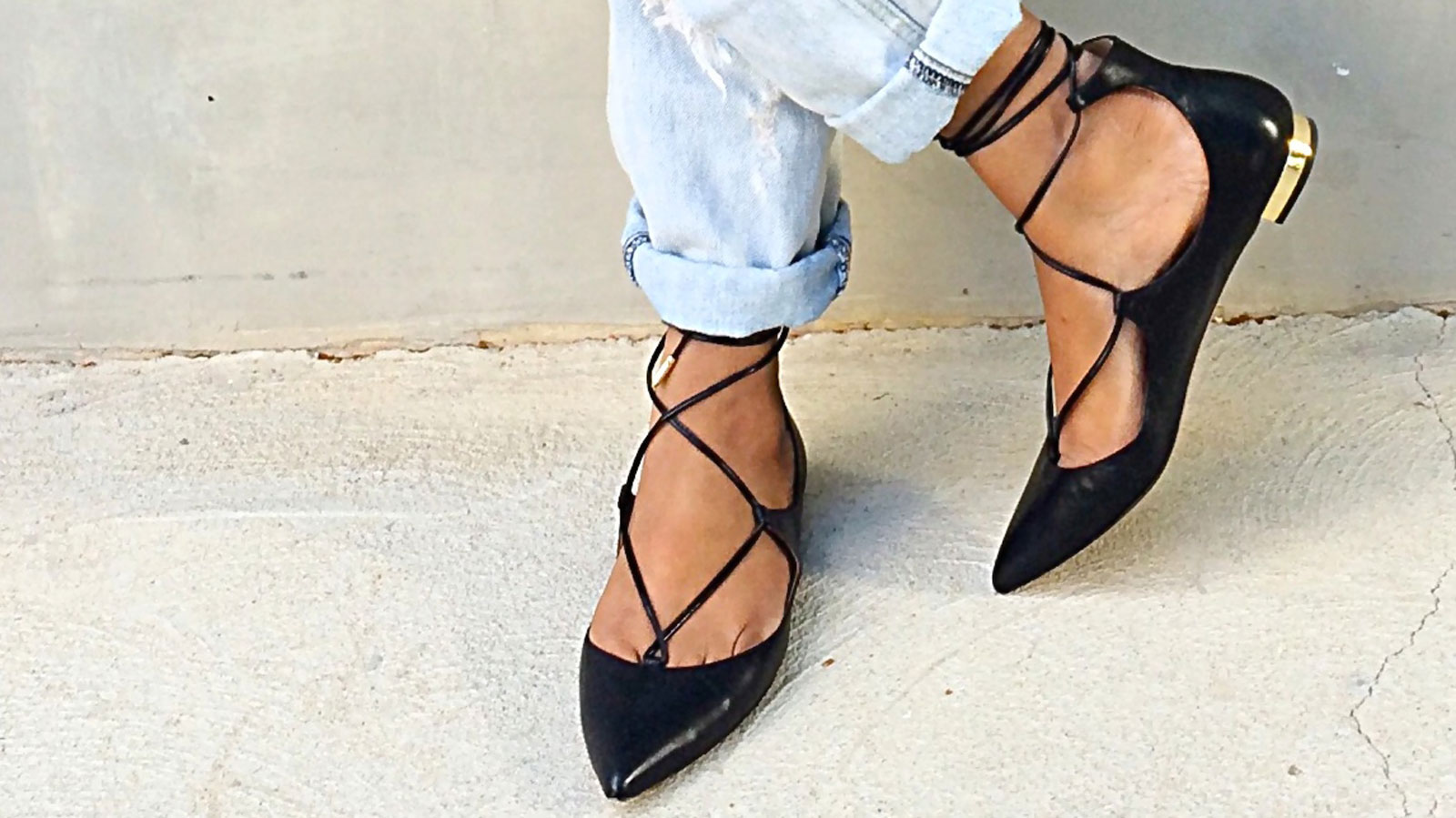 pointed toe flats with lace up