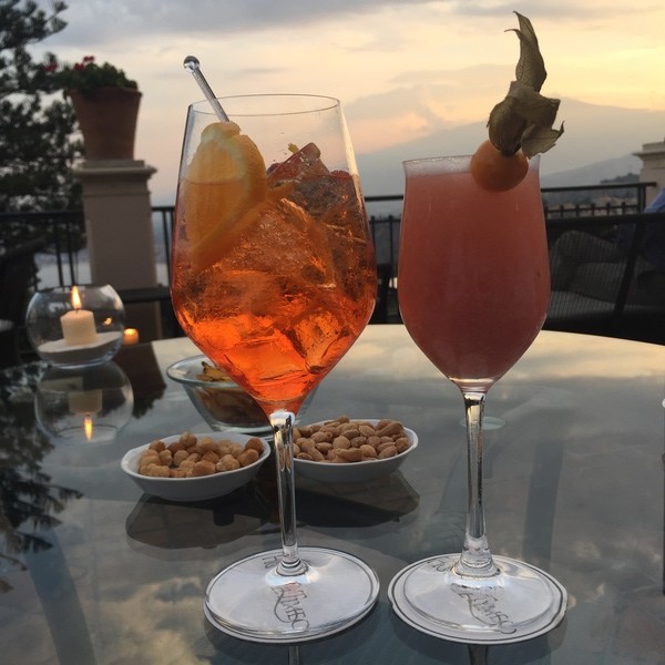 Sunset drinks at The Grand Hotel Timeo.