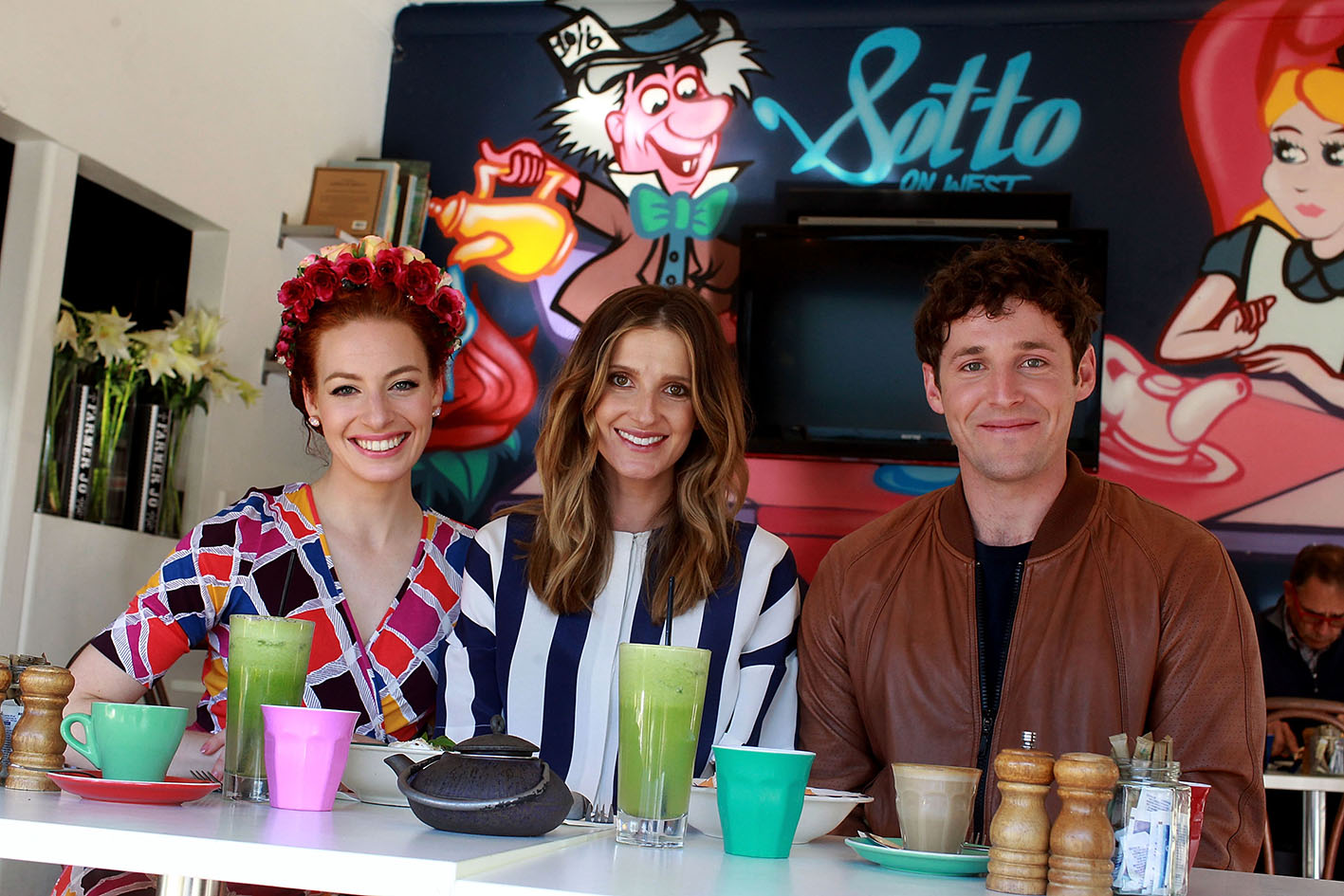 SYDNEY, AUSTRALIA - JUNE 14: Emma Watkins from The Wiggles, Kate Waterhouse and Lachy Gillespie at Sotto on West, North Sydney on June 14, 2016 in Sydney, Australia. (Photo by Ben Rushton/Fairfax Media)