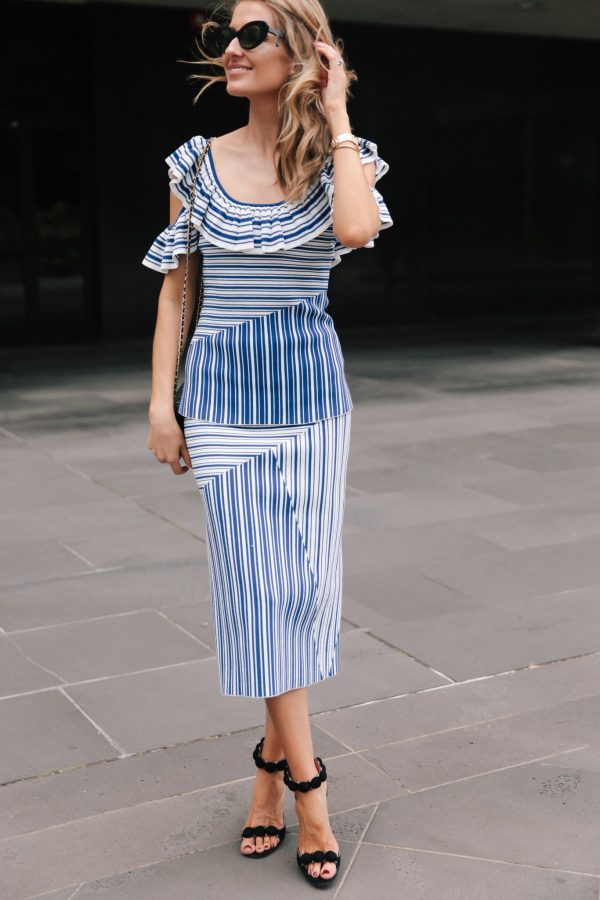 Kate Waterhouse street style in Rebecca Vallance top and skirt