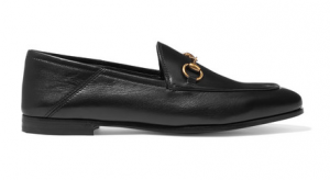 Stylish work shoes Gucci Brixton horsebit-detailed collapsible heel leather loafer