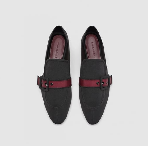 Zara black loafers with buckle detail